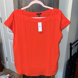 Ann Taylor Bright Orange Cap-Sleeve Blouse
